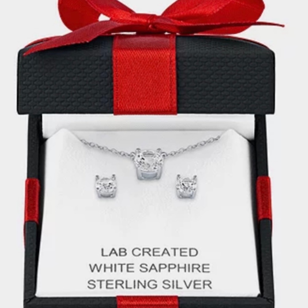 Lab Created White Sapphire Sterling Silver Round 2-pc. Jewelry Set.